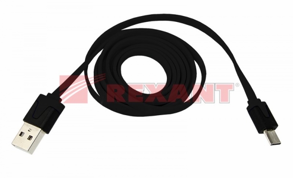Кабель USB-micro USB/2,4A/PVC/black/1m/REXANT Кабель USB-micro USB/2,4A/PVC/black/1m/REXANT